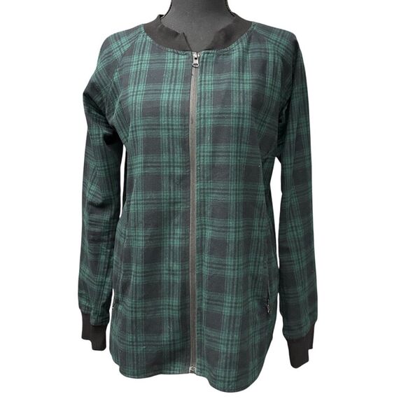 HAWTHORNE Women’s Plaid Jacket Lined Zip Up Green Blue Flannel - Picture 1 of 9
